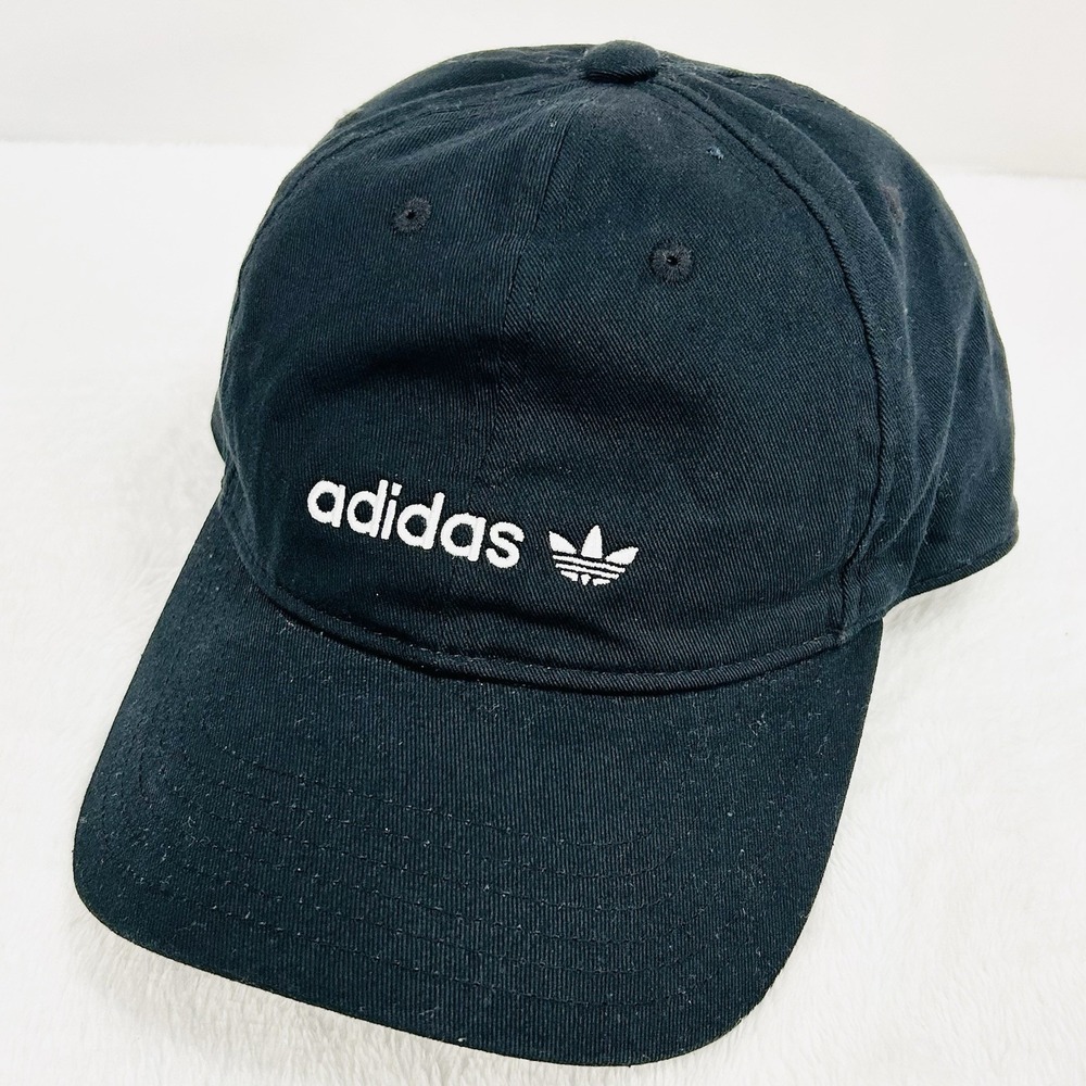 Adidas Wordmark Dad Hat Cap Adjustable Strapback Black Outdoors Sports Casual